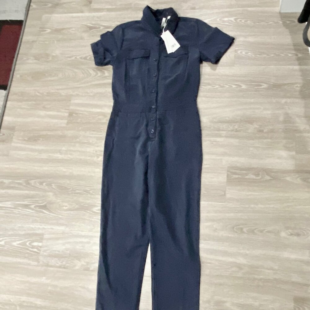 New Vince 90s Utility Military Safari Straight Leg Denim Lk Jumpsuit Overalls XS